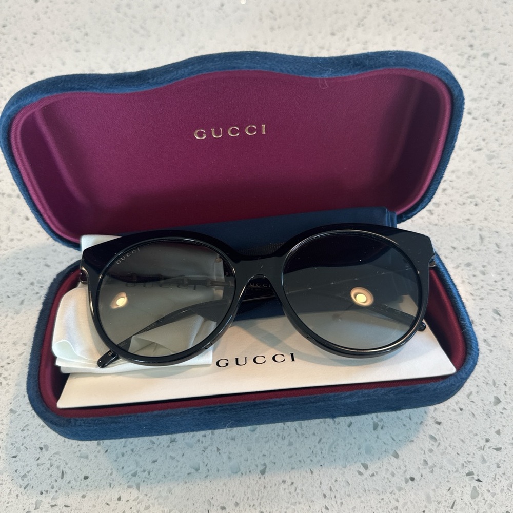 Gucci Bamboo Cat-Eye Sunglasses – Black & Gold | Authentic